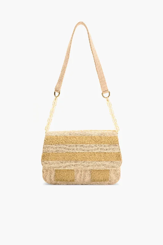 Beaded Shoulder Bag-Natural Stripe