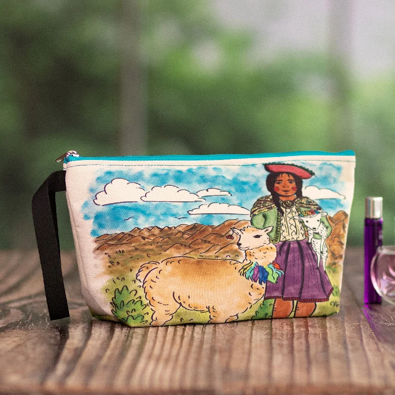 Printed Andean Landscape Toiletry Bag with Zipper Closure - Breathtaking Home