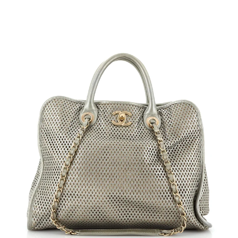 Up In The Air Top Handle Tote Perforated Leather Large