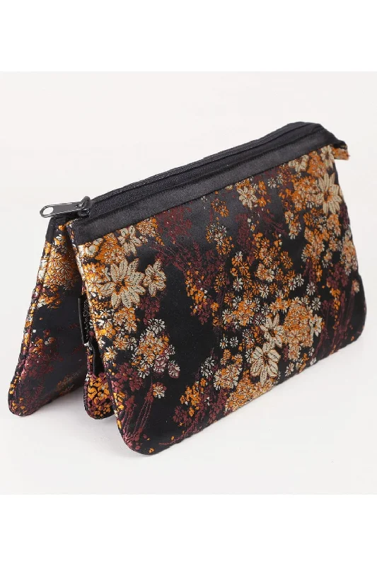 Black Floral Makeup Bag