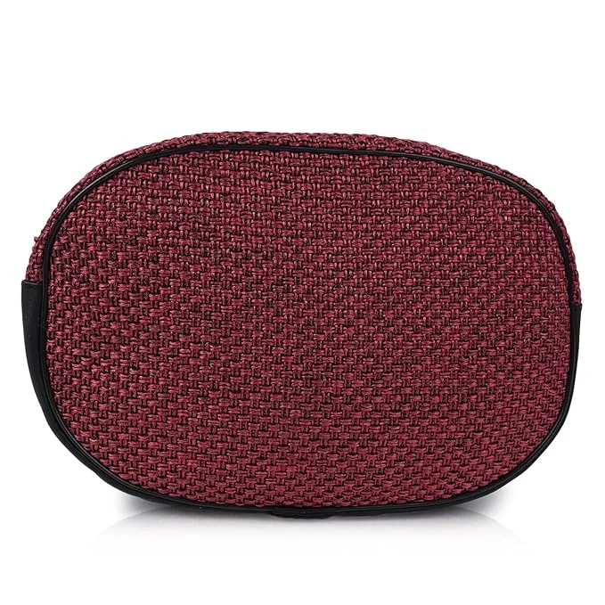 CIMONI® Premium Jute Fabric Makeup Bag Multipurpose Travel Cosmetic Pouch Storage Organizer for Women - Red