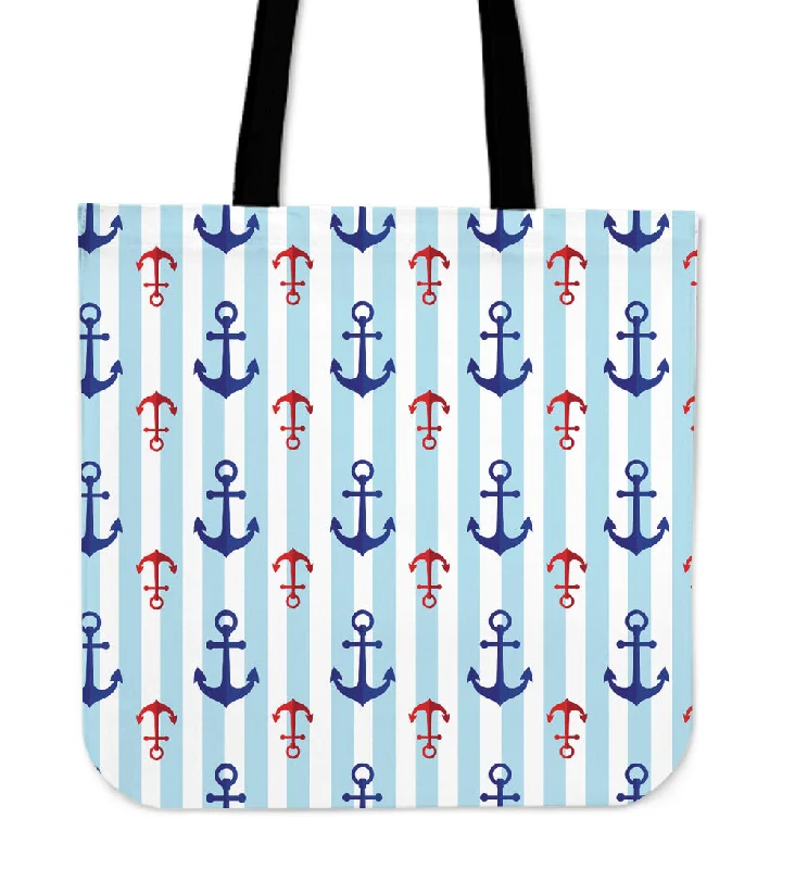 Anchor Pattern Linen Tote Bag