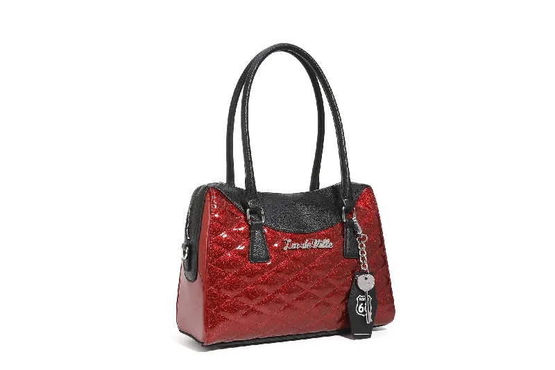 Black and Red Rum Sparkle Route 66 Tote