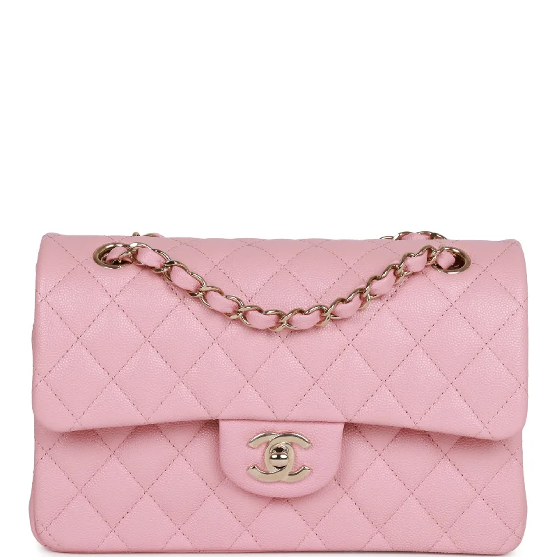 Chanel Small Classic Double Flap Bag Pink Caviar Light Gold Hardware