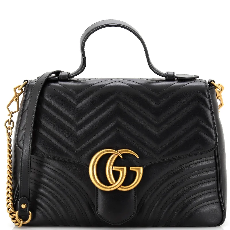 GG Marmont Top Handle Flap Bag Matelasse Leather Medium