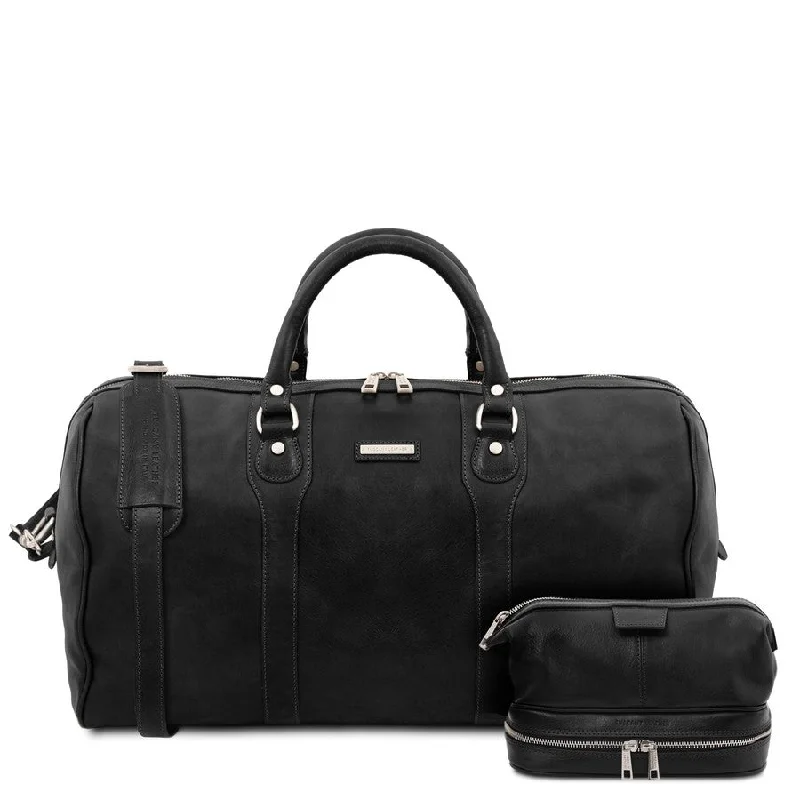 Colombo - Leather Travel Duffle Bag and Mens Toiletry Bag Leather Set