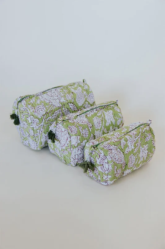 Kantha Toiletry Pouches - Lime Vineyard