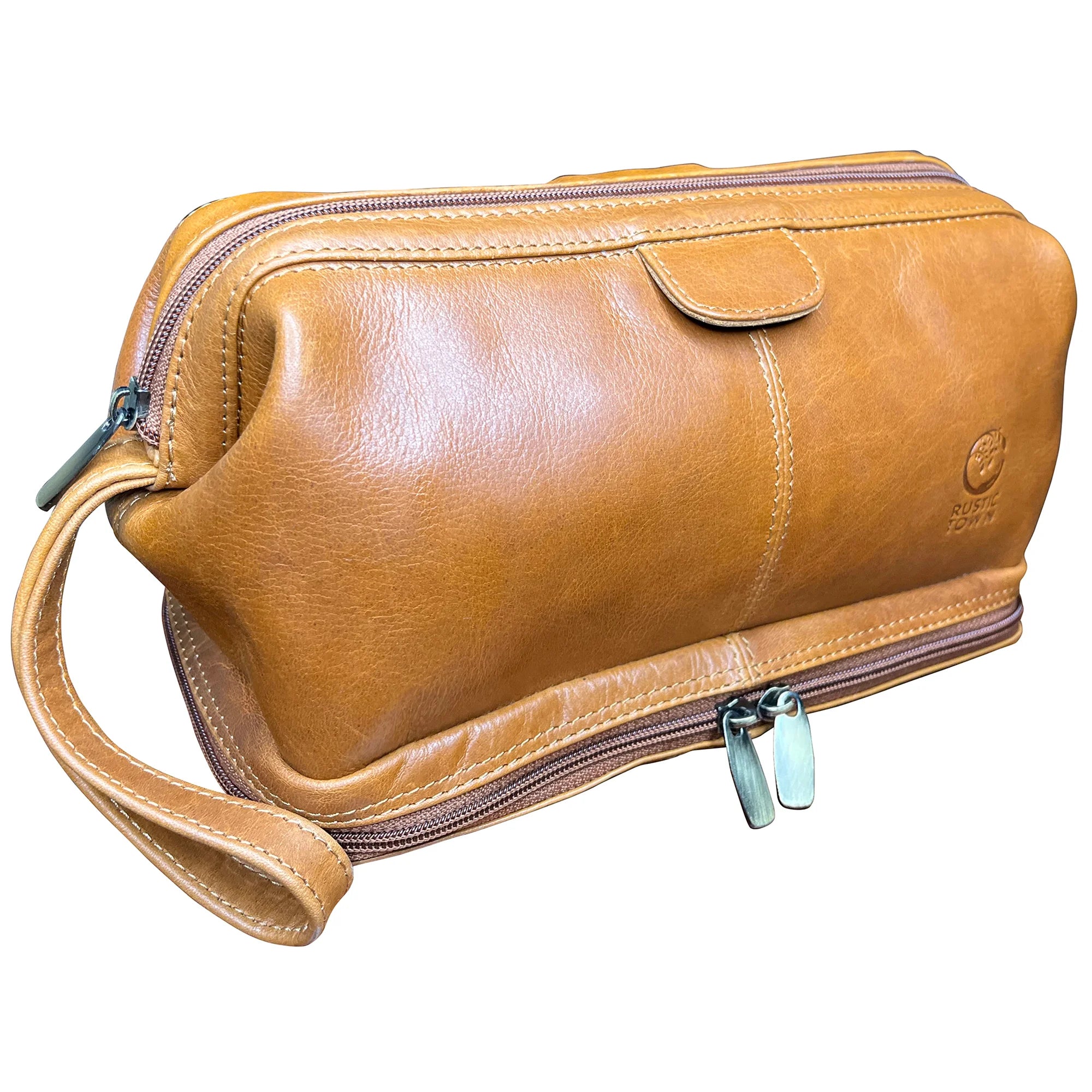 Megan Leather Travel Toiletry Bag (Cognac)