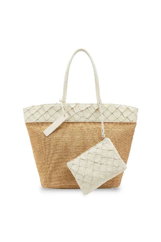 CLAY WHITE RIO RAFFIA SHOULDER BAG