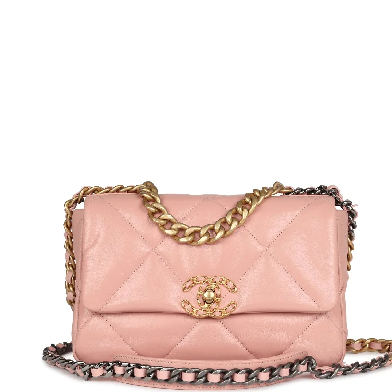 Chanel Medium 19 Flap Bag Pink Lambskin Mixed Metal Hardware