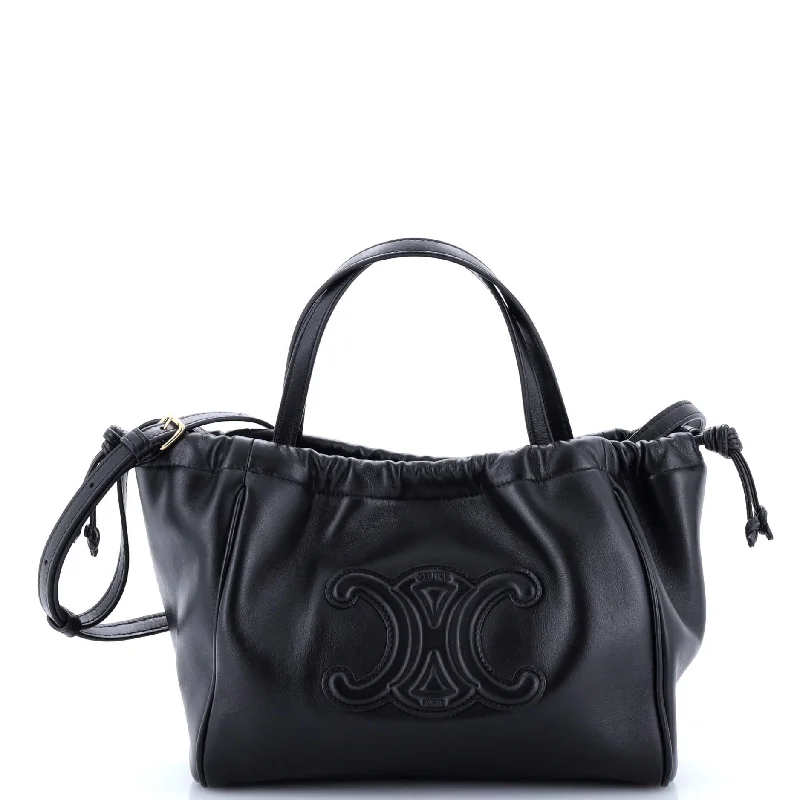 Cuir Triomphe Cabas Drawstring Tote Leather Small