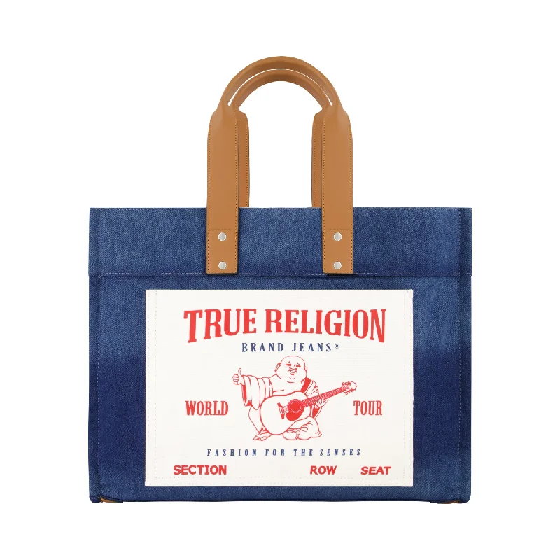 True Religion Large Washed Navy Denim Tote