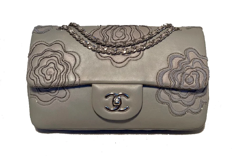 Chanel Camellia Follies Embroidered Medium Classic Flap