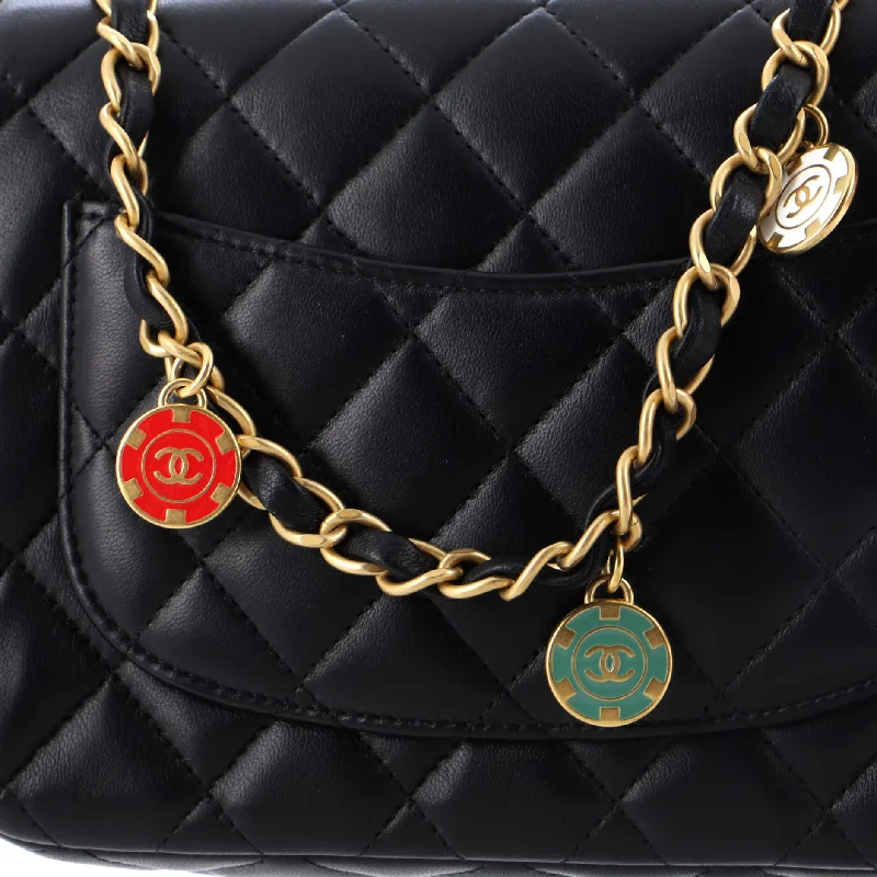 Casino Royale Charms Square Flap Bag Quilted Lambskin with Enamel Small