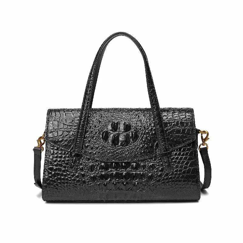 Tiffany & Fred Alligator Embossed Leather Satchel/Shoulder Bag