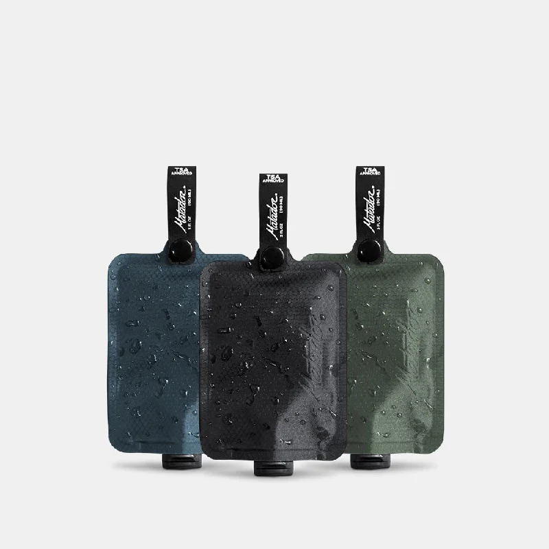 Flatpak Toiletry Bottle 3-pack Charcoal, Slate, Sage