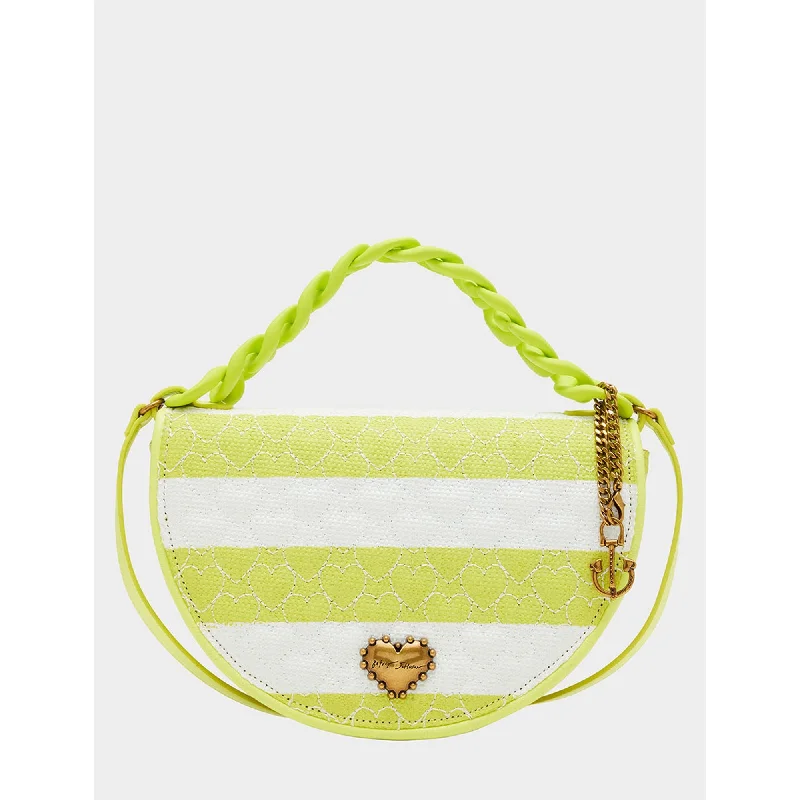 Nauti-gal Half Moon Raffia Flap Citron