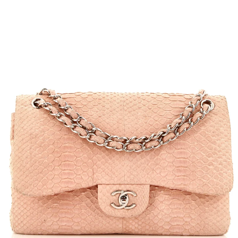 Classic Double Flap Bag Python Jumbo