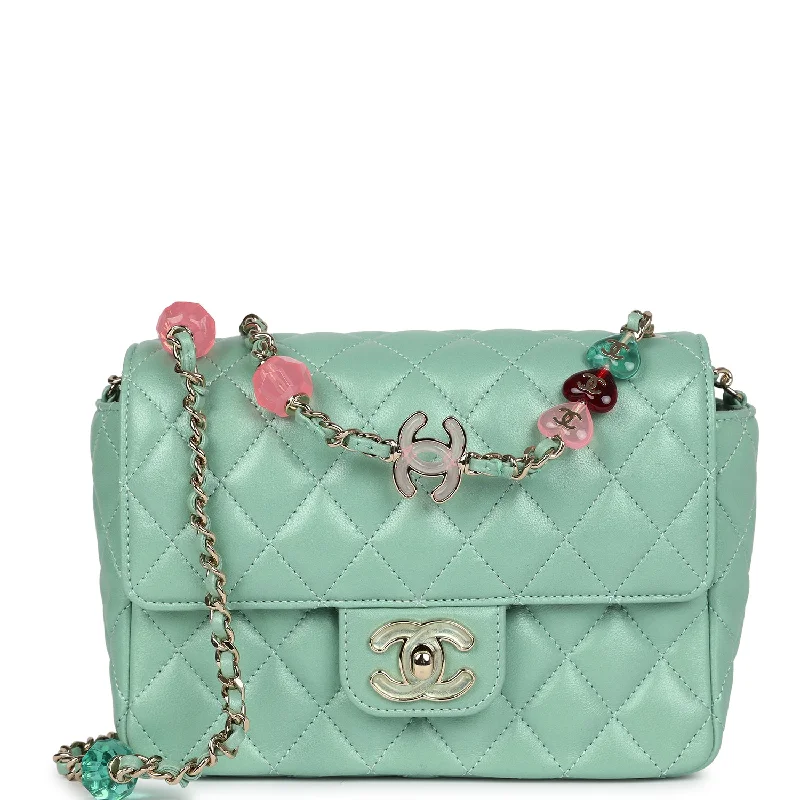 Chanel Candy Heart Mini Flap Bag Turquoise Lambskin Enamel and Light Gold Hardware