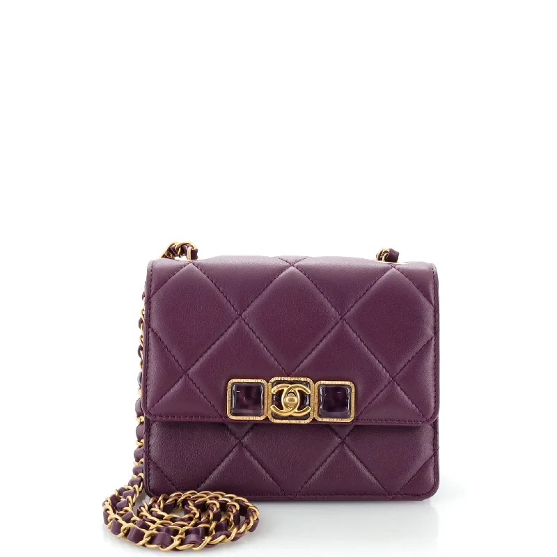 Resin CC Flap Bag Quilted Calfskin Mini