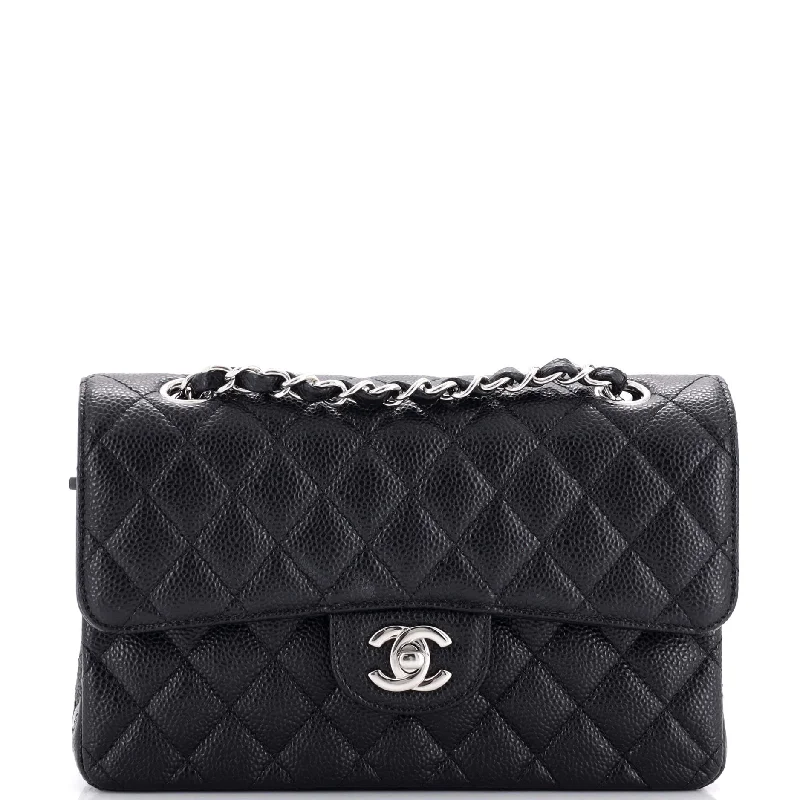 Classic Double Flap Bag Quilted Caviar Small