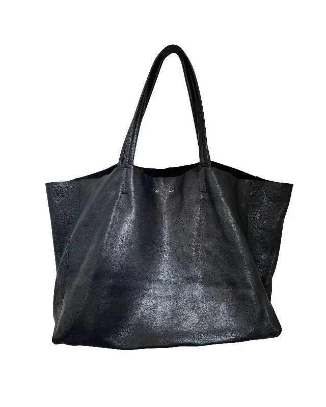 Celine Cabas Tote Bag in Black Calfskin Leather