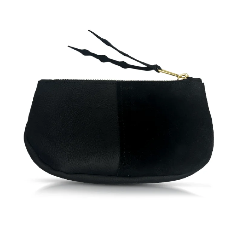 Makeup Bag in Black Leather