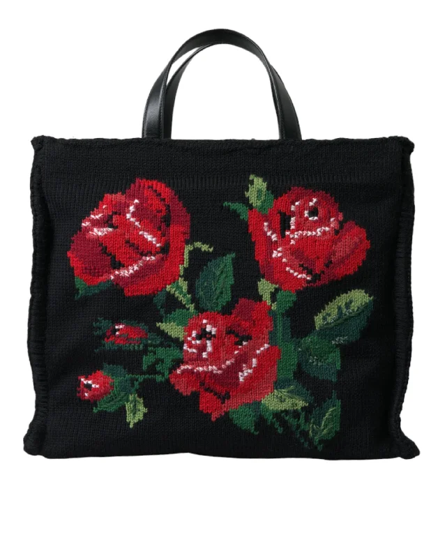 Dolce & Gabbana  Cashmere Rose Embroidery Shopping Tote Women's Bag