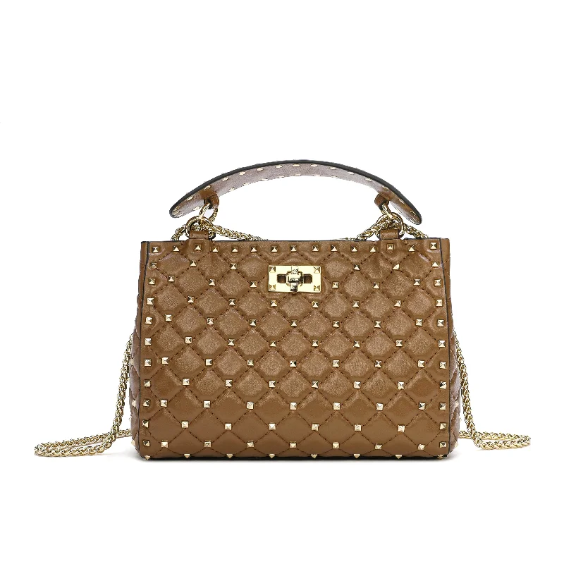 Tiffany & Fred Quilted & Studded Lambskin Leather Shoulder Bag