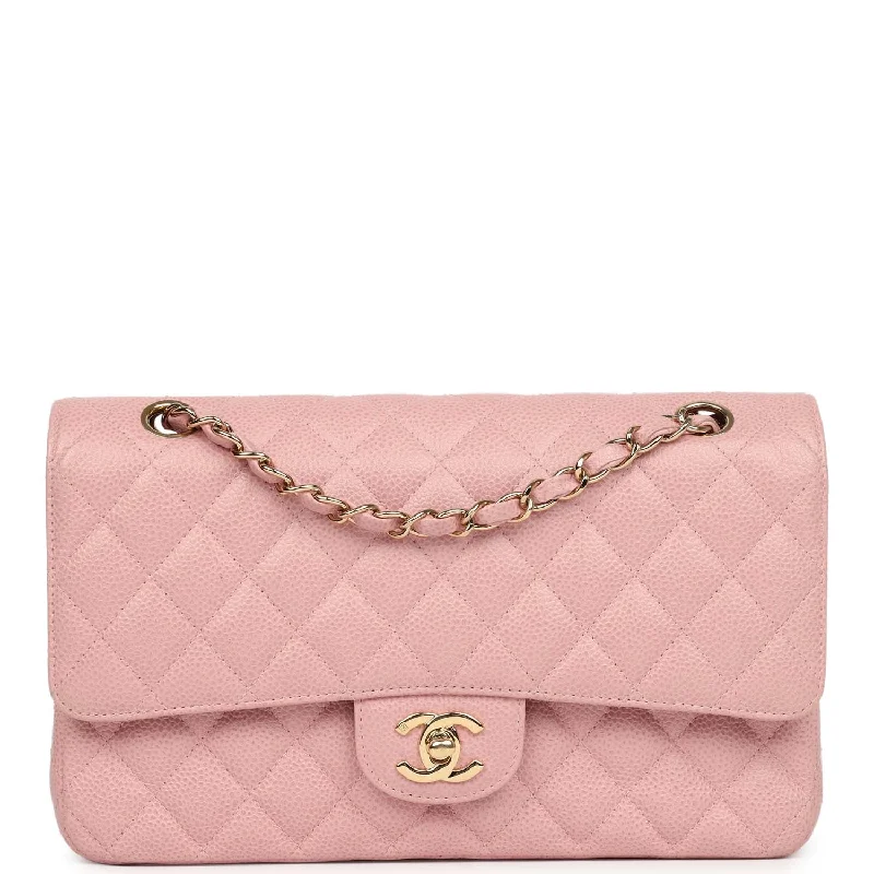 Vintage Chanel Medium Classic Double Flap Bag Pink Caviar Gold Hardware