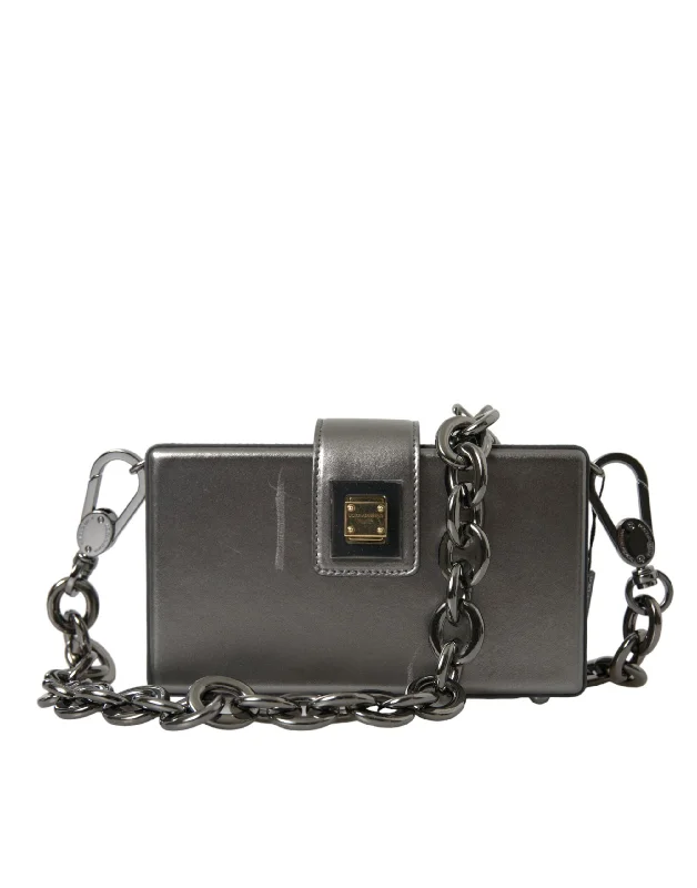 Dolce & Gabbana Metallic  Calfskin Shoulder Bag with Chain Men's Strap