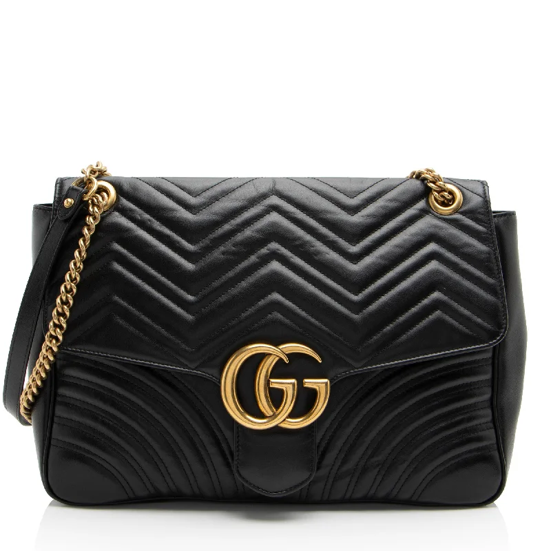 Gucci Matelasse Leather GG Marmont Large Flap Shoulder Bag