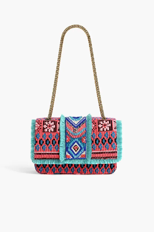 Southwest Floral Bloom Beaded Shoulder Bag