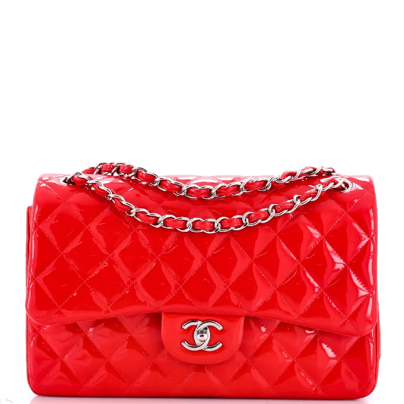 Classic Double Flap Bag Quilted Patent Jumbo