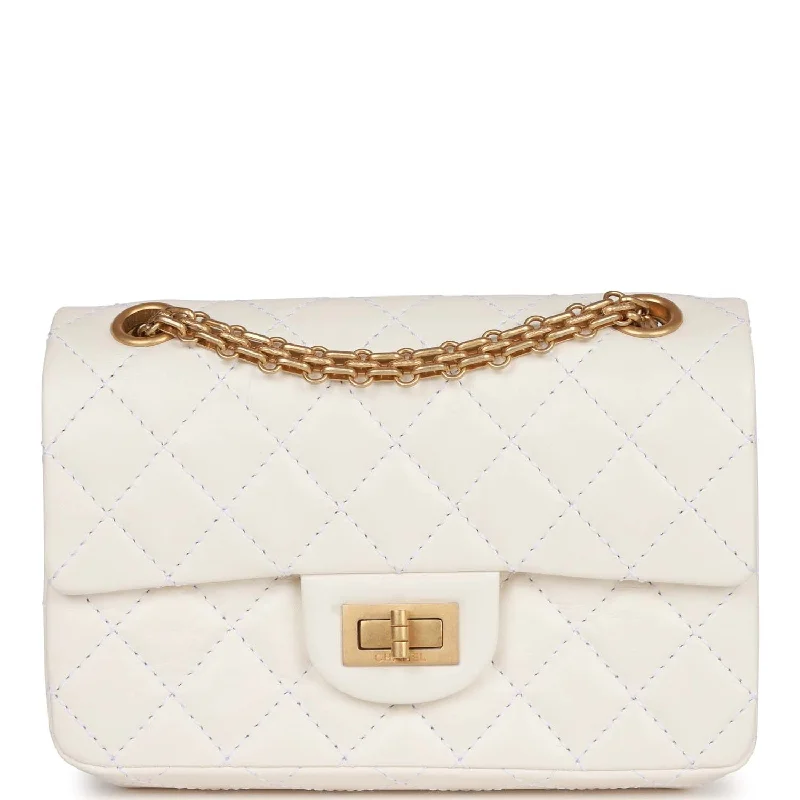 Chanel Mini Reissue 224 2.55 Flap White Aged Calfskin Antique Gold Hardware