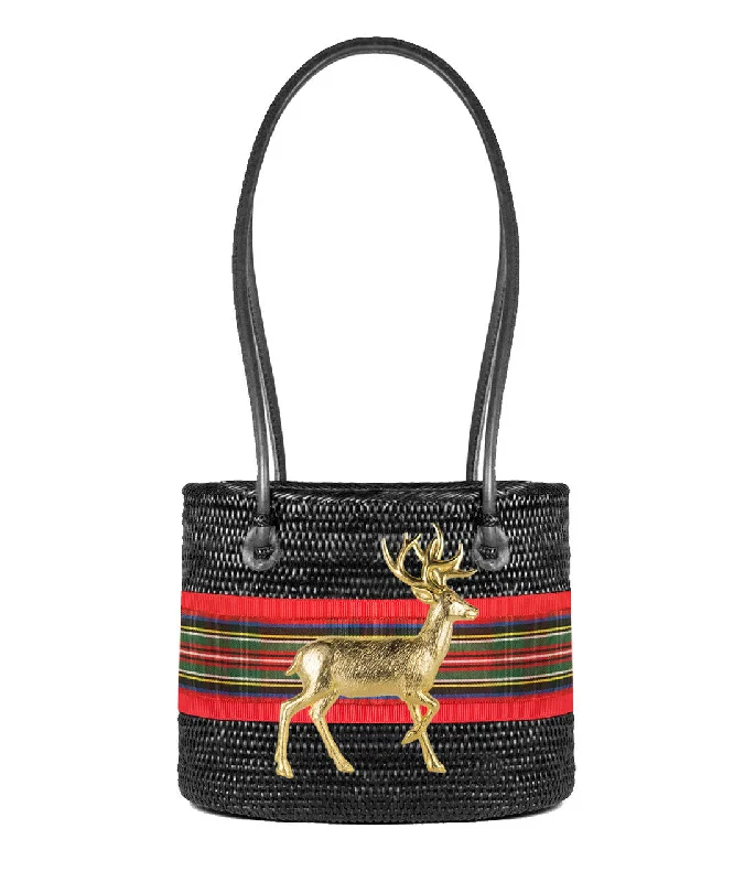 Lisi Lerch Medium Charlotte Tote - Reindeer Holiday Plaid