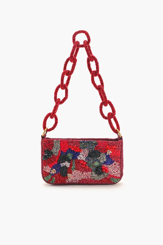 Ruby Glamour Beaded Shoulder Bag