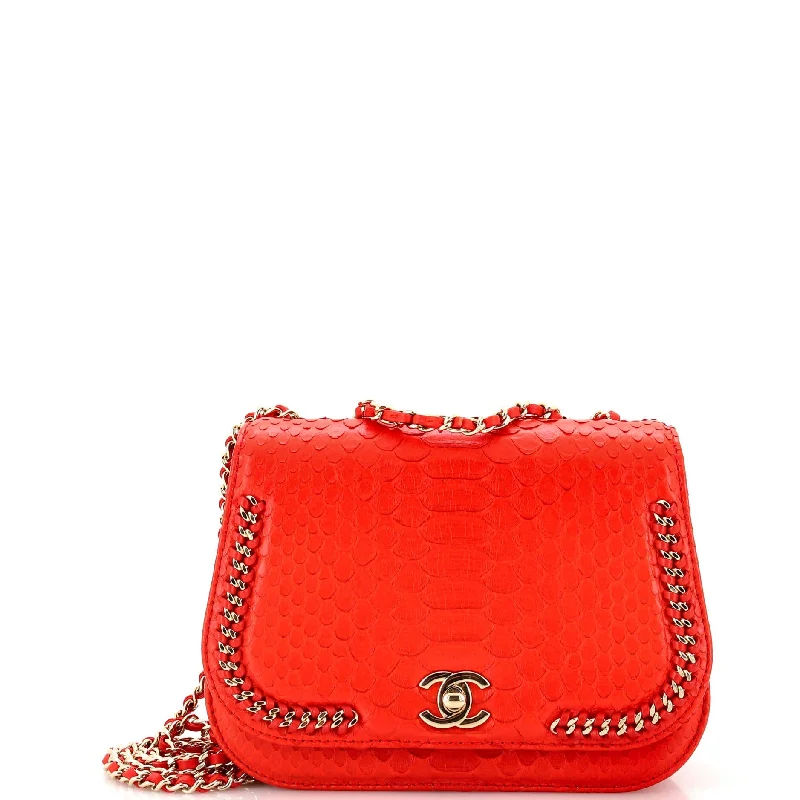 Braided Chic Flap Bag Python Small