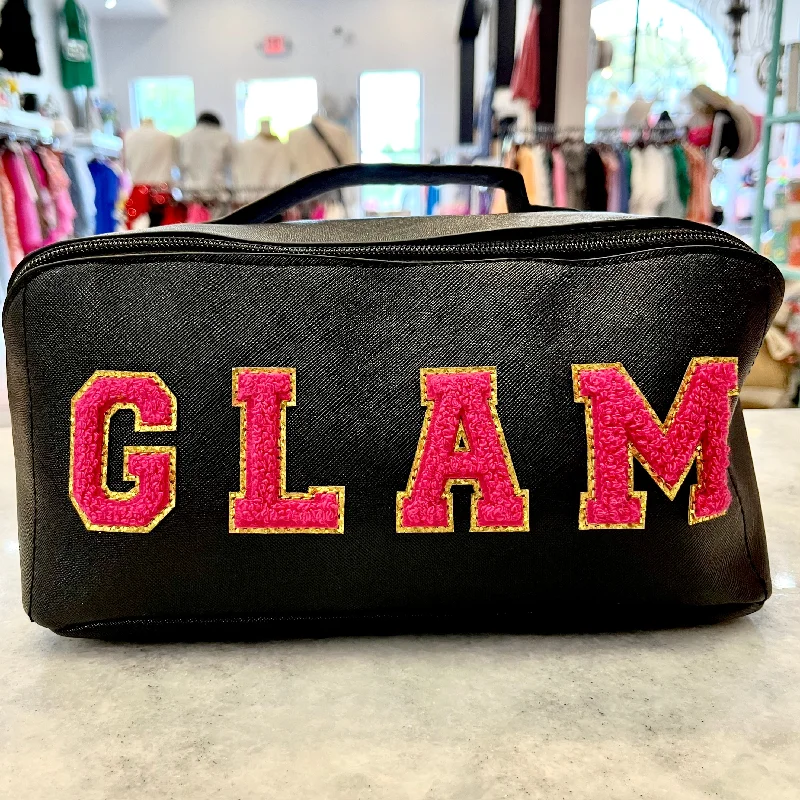 GLAM Patch Letter Flat Lay Makeup Bag