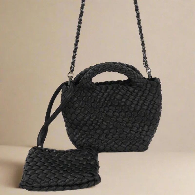 Emaline Black Mini Tote BC Bag with Braided Strap