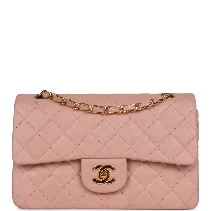 Vintage Chanel Small Classic Double Flap Pink Lambskin Gold Hardware