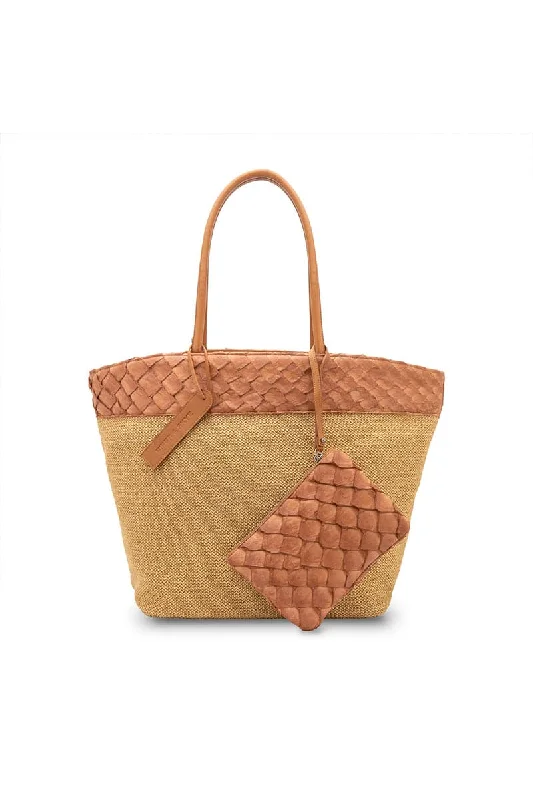 COGNAC RIO RAFFIA SHOULDER BAG