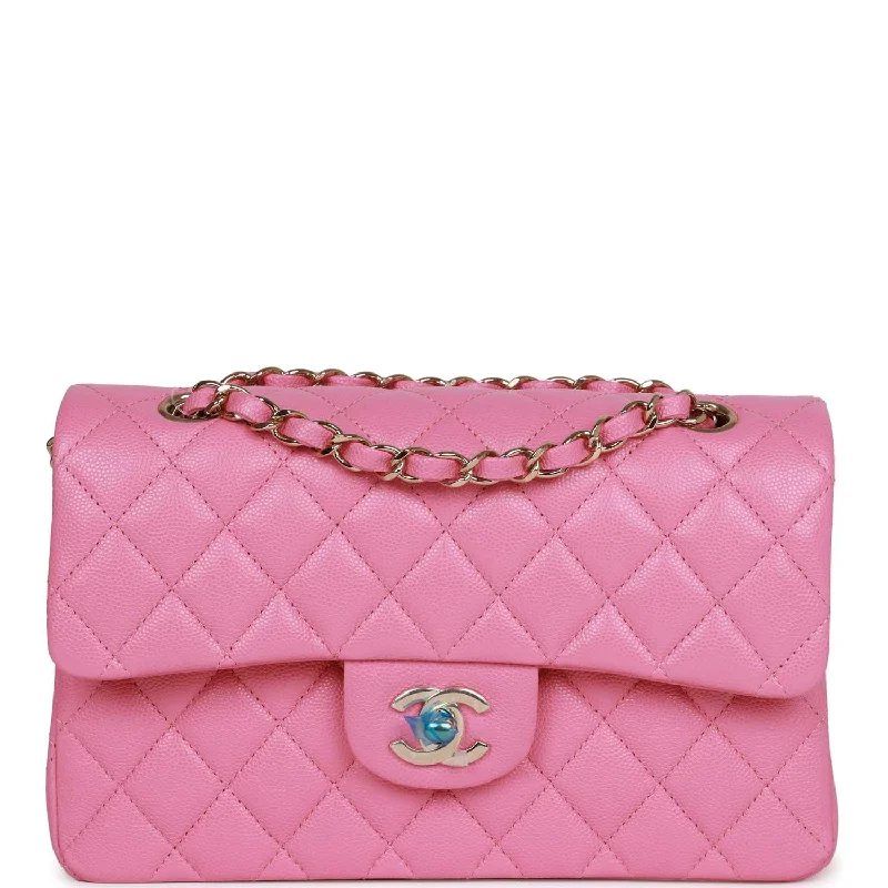 Chanel Small Classic Double Flap Bag Pink Caviar Light Gold Hardware