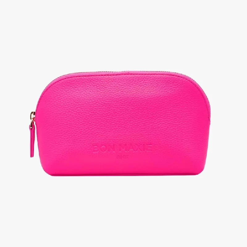 Leather Makeup Case -- Neon Pink