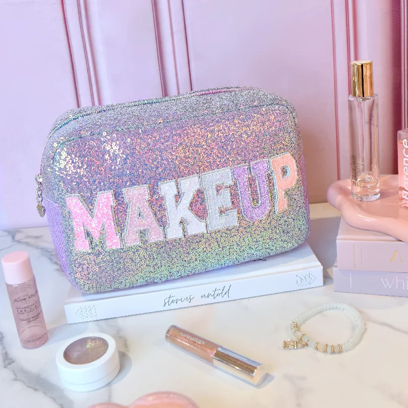 'Makeup' Sequin Lavender Pouch