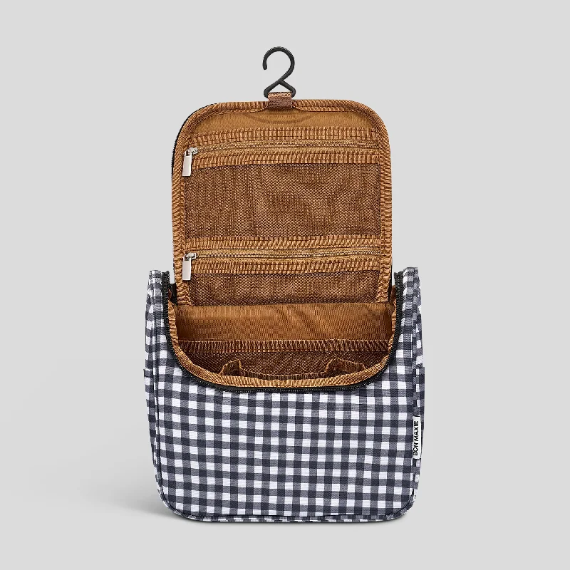 Bon Voyage Travel Toiletry Bag -- Black Gingham