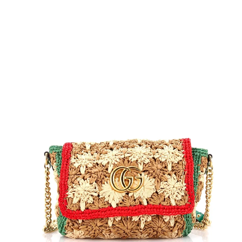 GG Marmont Flap Bag Raffia Small