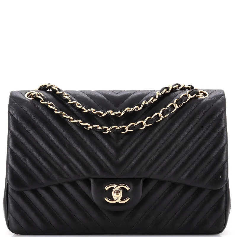 Classic Double Flap Bag Chevron Lambskin Jumbo