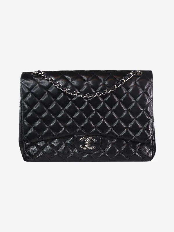 Black maxi lambskin 2010 Classic Double Flap