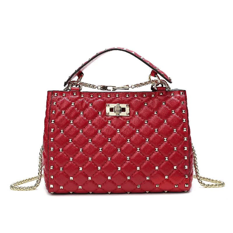 Tiffany & Fred Studded & Quilted Leather Shoulder Bag